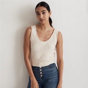 NWT Madewell Textured-Stitch Sweater Top - Cream